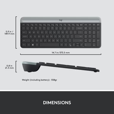 Logitech MK470 Slim Combo datamus og tastatur (grafitt)