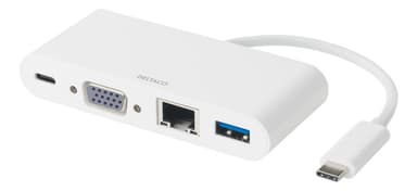 USBC docking station VGA/USBC/RJ45/USBA 60W USBC PD white