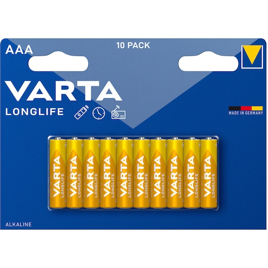 Varta Longlife AAA / LR03 batteri 10-pakning