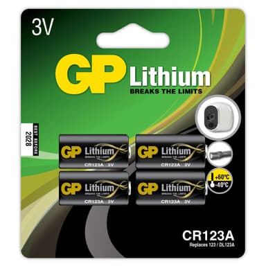 CR123A litiumbatteri 4-pakning