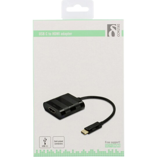 USB-C to HDMI adapter, USB type C male - HDMI female, black