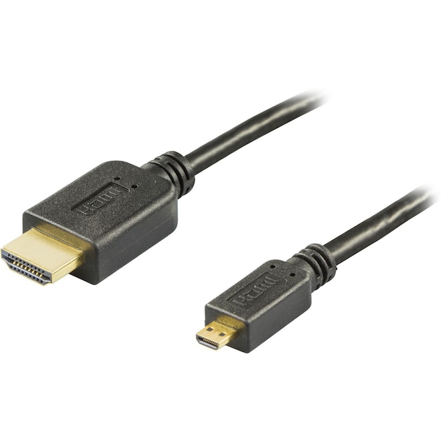 DELTACO HDMI-kabel, 1.4+E, 19-pin ha-Micro 19-pin ha, 1080p, svart, 5m