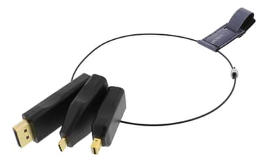 DELTACO OFFICE HDMI-adapterring, mDP, DP, USB-C, svart