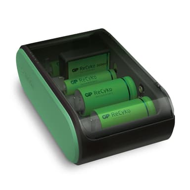 Recyko batterilader uni usb aa aaa c d 9v elkj p