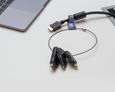 DELTACO OFFICE HDMI-adapterring, mDP, DP, USB-C, svart