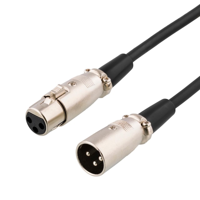 deltaco XLR audio cable, 3-pin ma - 3-pin fe, 8m, black