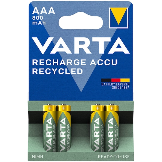 Varta Resirkuler oppladbart batteri AAA 800 mAh 4-p