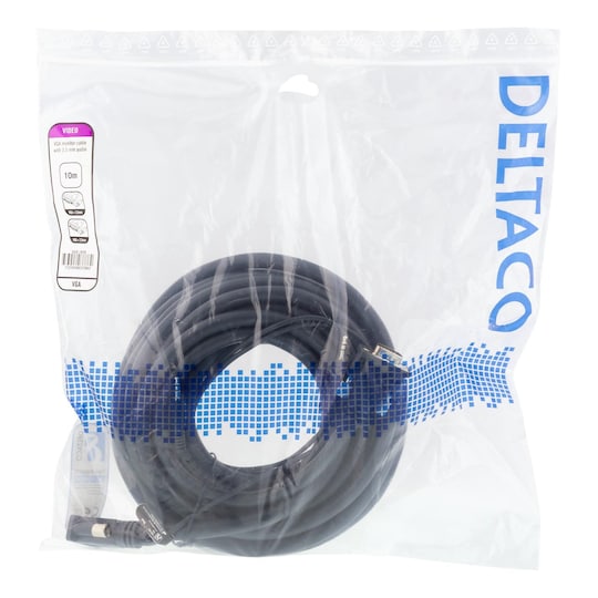 deltaco Monitor cable HD15 ma-ma, 10m, 1920x1200 60Hz, 3.5mm audio