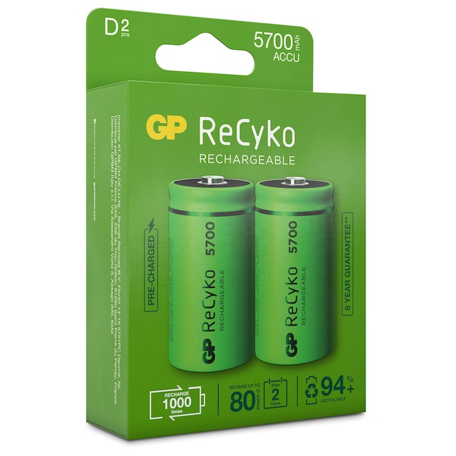 ReCyko oppladbare D-batterier 5700mAh 2-p