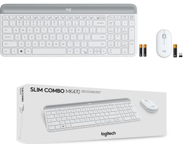 Logitech MK470 Slim Combo datamus og tastatur (hvit)
