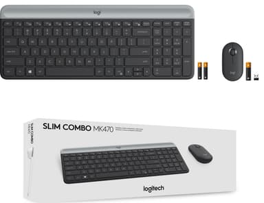 Logitech MK470 Slim Combo datamus og tastatur (grafitt)