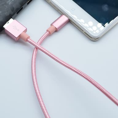 Nylon USB Type C-kabel Hurtiglading Rose gull 1 m