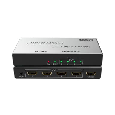 HDMI Splitter 1 i 4 ut 4K   60Hz Svart