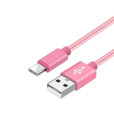 Nylon USB Type C-kabel Hurtiglading Rose gull 3 m