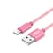 Nylon USB Type C-kabel Hurtiglading Rose gull 3 m