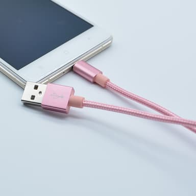 Nylon USB Type C-kabel Hurtiglading Rose gull 1 m