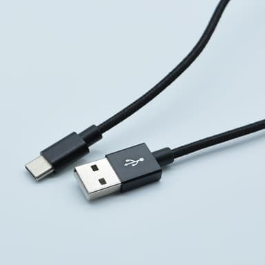 Nylon USB Type C-kabel Hurtiglading Sort 1 m