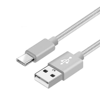 Nylon USB Type C-kabel Hurtiglading Sølv 1 m