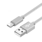 Nylon USB Type C-kabel Hurtiglading Sølv 1 m
