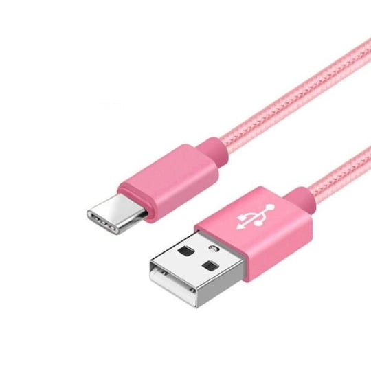 Nylon USB Type C-kabel Hurtiglading Rose gull 1 m