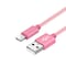 Nylon USB Type C-kabel Hurtiglading Rose gull 1 m
