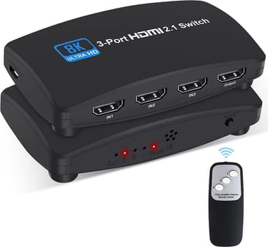 3 i 1 HDMI Switch 8K 2.1 ABS Svart