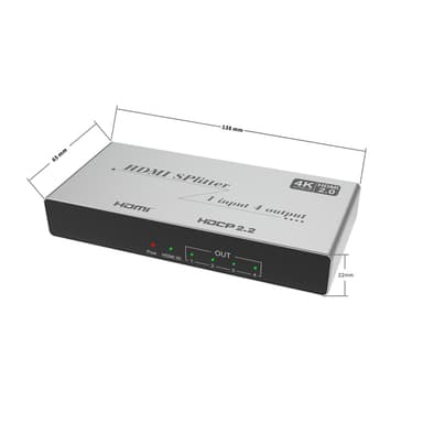 HDMI Splitter 1 i 4 ut 4K   60Hz Svart
