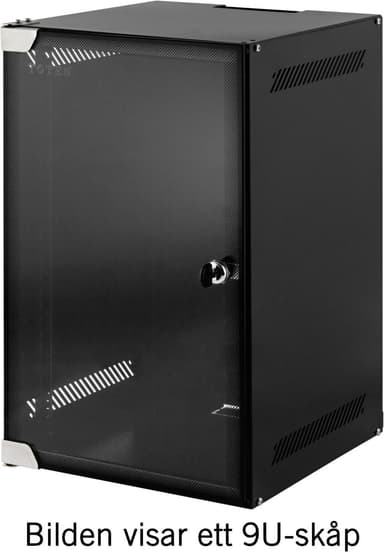 TOTEN 10""veggskap, leveres umontert, 4U, 280x310, glassdør, svart