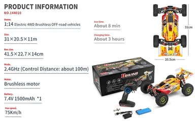 WLToys Buggy RSR 144010 1/14 4WD Børsteløs