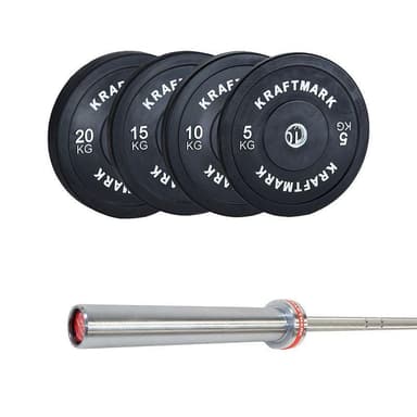 Kraftmark Vektsett 50 mm - Olympisk vektstang CF 3.0 + Bumpers 1.0