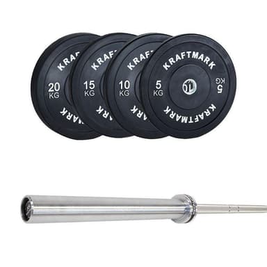Kraftmark Vektsett 50 mm - Olympisk vektstang CF 3.0 + Bumpers 1.0
