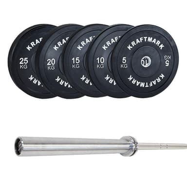 Kraftmark Vektsett 50 mm - Olympisk vektstang CF 3.0 + Bumpers 1.0