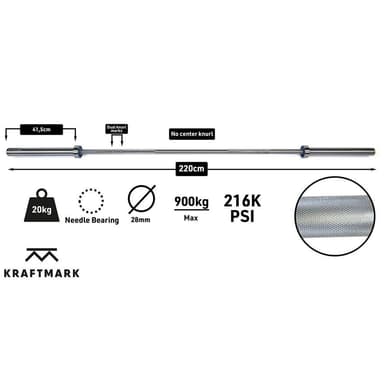 Kraftmark Olympisk vektstang 50 mm - CF Basic 20kg