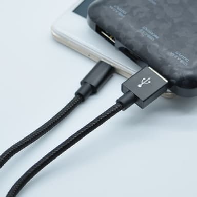 Nylon Micro USB-kabel Hurtiglading Sort 1 m