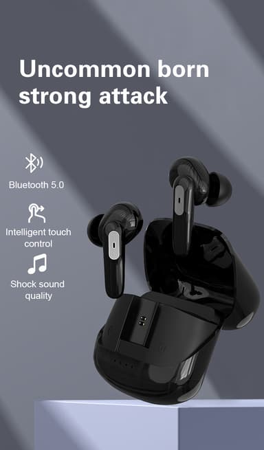 Trådløse ørepropper Bluetooth 5.0 Sort