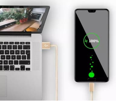 Nylon USB Type C-kabel Hurtiglading Gull 3 m