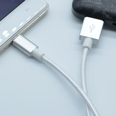 Nylon Micro USB-kabel Hurtiglading Sølv 3 m