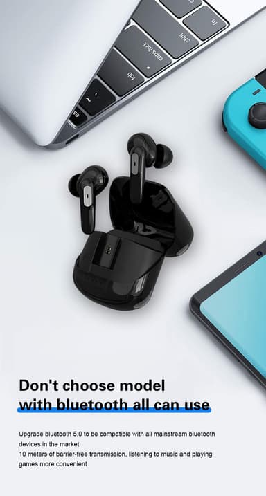 Trådløse ørepropper Bluetooth 5.0 Sort
