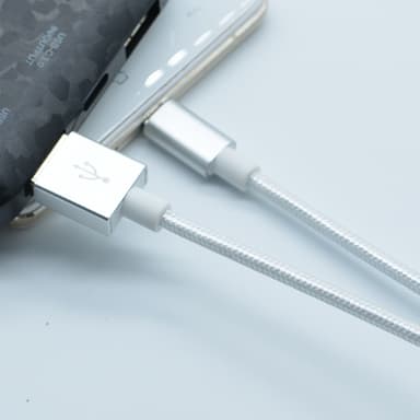 Nylon Micro USB-kabel Hurtiglading Sølv 3 m