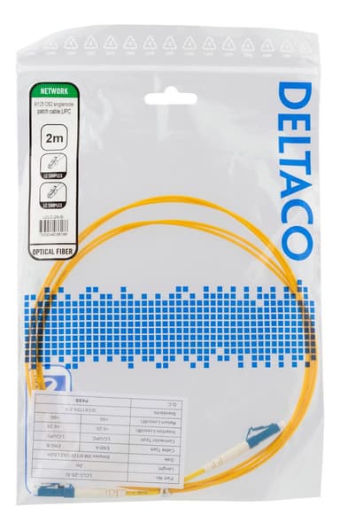 deltaco OS2 Fiber cable, LC – LC, simplex, singlemode, UPC, 2m