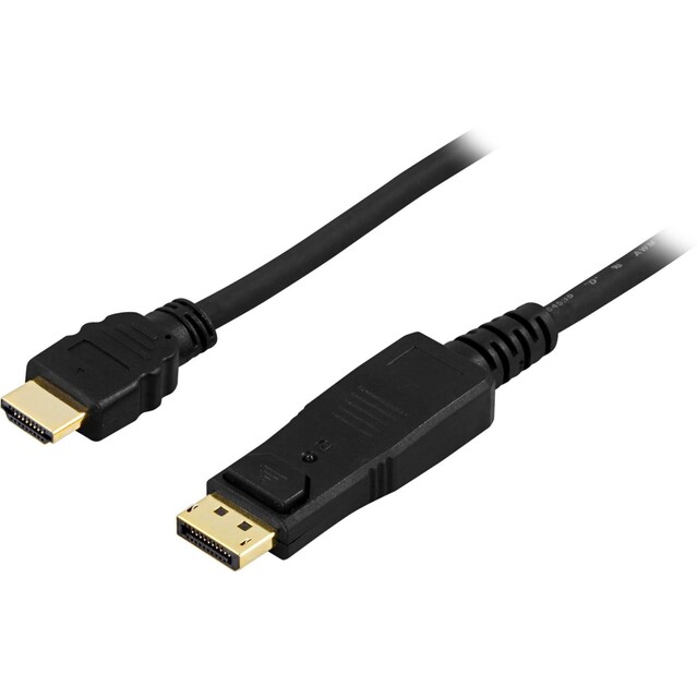 DELTACO DisplayPort til HDMI skjermkabel med lyd, output-output, 0,5m