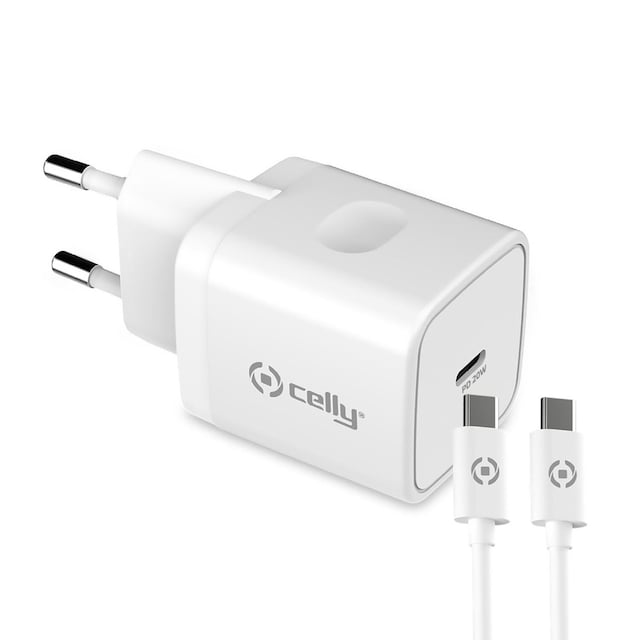 Celly USB-lader USB-C PD 20W + USB-C-kabel