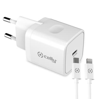Celly USB-lader USB-C PD 20W + Lynkabel