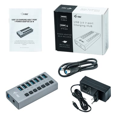 i-tec U3CHARGEHUB7, inomhus, AC, Grå