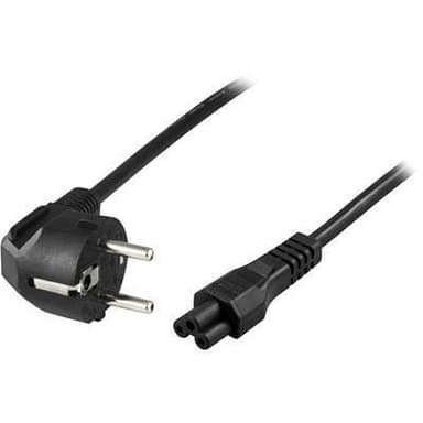 DELTACO apparatkabel, 3-pin notebook, vinklad CEE 7/7 - rak IEC C5, 5m