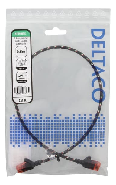 Tough Slim CAT.6A U/UTP Patch Cable 28AWG 3.8mm 0.5m black
