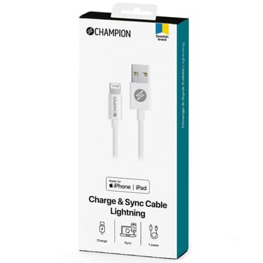 Champion USB-A til Lightning-kabel 1m Hvit