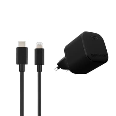 Champion Lader 20W + USB-C til Lightning-kabel Sort