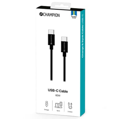 Champion USB-C-kabel 60W 2m Sort