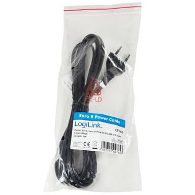 Enhetskabel Euro - C7 Svart 3m
